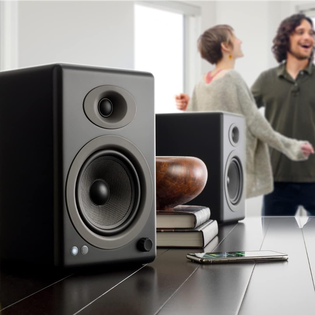 Audioengine A5 Powered Bookshelf Speakers - Premium 150W Stereo Speakers for Music, Gaming, Turntables, Home Theater Systems - Powerful Studio Monitors