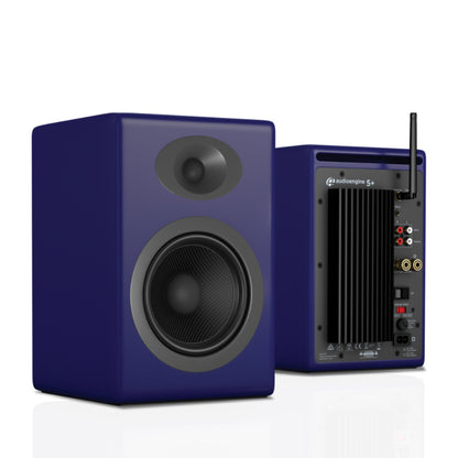 Audioengine A5+ 150W Wireless Powered Bookshelf Speakers, Bluetooth aptX HD 24 Bit DAC, Built-in Analog Amplifier & Remote Control (Blue)