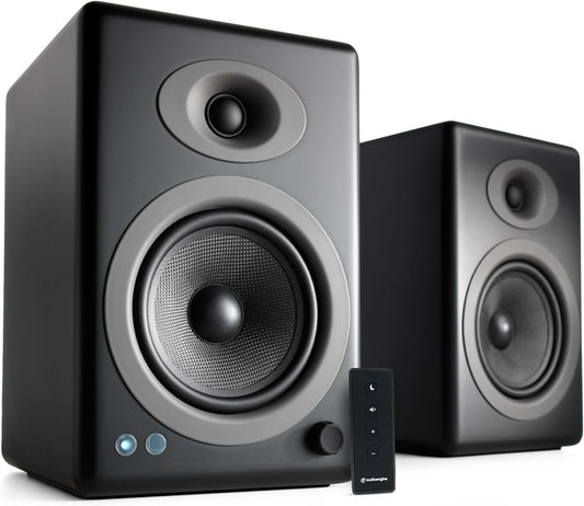 Audioengine A5 Powered Bookshelf Speakers - Premium 150W Stereo Speakers for Music, Gaming, Turntables, Home Theater Systems - Powerful Studio Monitors